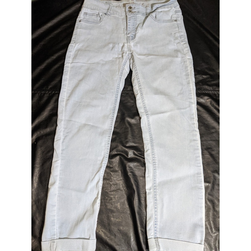Wax Jeans Cuffed Crop Jeans Size 7 Light Denim Stretch Style 90030